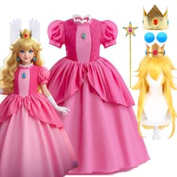 2026 Peach Dresses For Girls Cosplay Princess Costume Clothes Party Halloween Carnival Birthday Dress Kids Vestidos 2-10Yrs