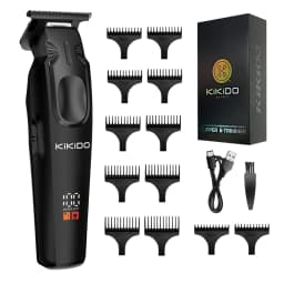KiKiDo Electric Hair Clipper Cordless USB Rechargeable with 12 Guide Combs LCD Power Display Beard Trimmer Grooming Set