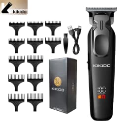 KiKiDo Electric Hair Clipper Cordless USB Rechargeable with 12 Guide Combs LCD Power Display Beard Trimmer Grooming Set
