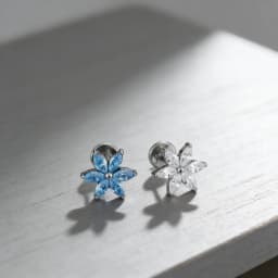 F136 Titanium Six-Petaled Flower Lip Piercing 16G Zirconia Labret Tragus Helix Cartilage Nose Jewelry Earrings
