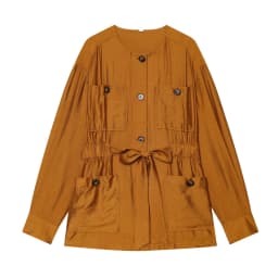 2026 round neck long sleeved hunting suit jacket with waist belt featuring a split hem and hanging high waisted pants set