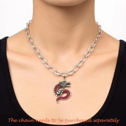 Rose Red Stone Dragon Charms Pendant European Lucky Jewelry For Ladies & Men New Pure 925 Sterling Silver Vitnage Gift