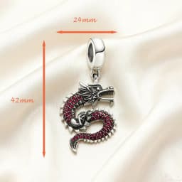 Rose Red Stone Dragon Charms Pendant European Lucky Jewelry For Ladies & Men New Pure 925 Sterling Silver Vitnage Gift