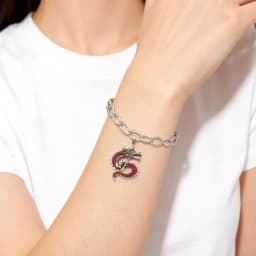 Rose Red Stone Dragon Charms Pendant European Lucky Jewelry For Ladies & Men New Pure 925 Sterling Silver Vitnage Gift