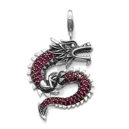 Rose Red Stone Dragon Charms Pendant European Lucky Jewelry For Ladies & Men New Pure 925 Sterling Silver Vitnage Gift