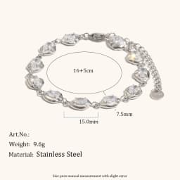 La.Muses Luxury Sparkling Zircon Irregular Stainless Steel Women's Bracelet PVD Gold Plated Fashion Jewelry Accessories
