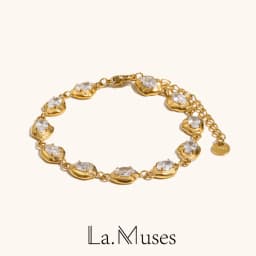 La.Muses Luxury Sparkling Zircon Irregular Stainless Steel Women's Bracelet PVD Gold Plated Fashion Jewelry Accessories