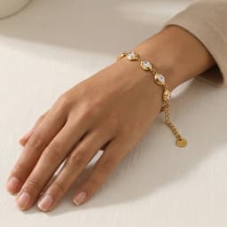 La.Muses Luxury Sparkling Zircon Irregular Stainless Steel Women's Bracelet PVD Gold Plated Fashion Jewelry Accessories
