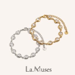 La.Muses Luxury Sparkling Zircon Irregular Stainless Steel Women's Bracelet PVD Gold Plated Fashion Jewelry Accessories