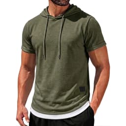 Mens New Summer Short Sleeve Hooded Tees Casual Lightweight Breathable Tops Korean Streetwear for Gym and Daily Wear Top