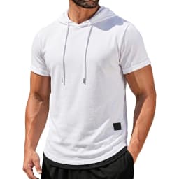 Mens New Summer Short Sleeve Hooded Tees Casual Lightweight Breathable Tops Korean Streetwear for Gym and Daily Wear Top