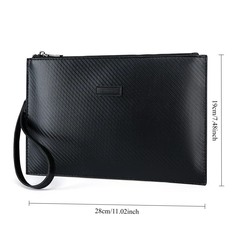 Men Trendy Envelope Clutch Soft Leather Handbag Stylish Business Commute Large Capacity