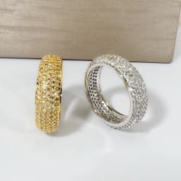 925 Sterling Silver Plated 18K Gold Diamond Ring Fashionable Decorative Dazzling Circular Ring