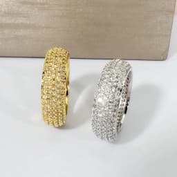 925 Sterling Silver Plated 18K Gold Diamond Ring Fashionable Decorative Dazzling Circular Ring
