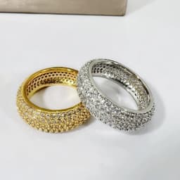 925 Sterling Silver Plated 18K Gold Diamond Ring Fashionable Decorative Dazzling Circular Ring