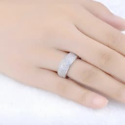 925 Sterling Silver Plated 18K Gold Diamond Ring Fashionable Decorative Dazzling Circular Ring