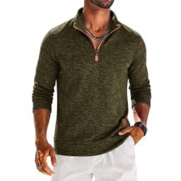 Mens Long Sleeve Quarter Zip Sweatshirt Solid Color Casual Pullover Tops Zip Up Hoodies for Daily and Outdoor Activities Tops