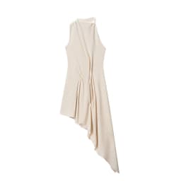 TFAFXY 2026 Summer Chic Sexy Club Women Dress Solid Pleated Vest Asymmetry Dress New Fashion Party Female Dress