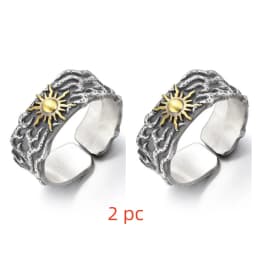 Buyee 925 Sterling Silver Male Ring Finger Elegant Golden Sun Open Ring for Man Fashion Unique Fine Jewelry Circle