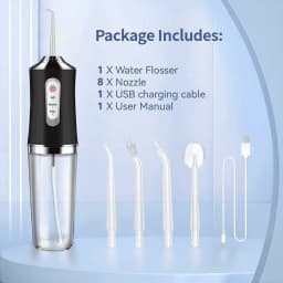Water Flossers Portable Dental Irrigator Cordless Floss Irrigators Jet Rechargeable Oral Flossers Black Sets for Adults Braces