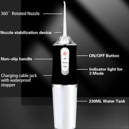 Water Flossers Portable Dental Irrigator Cordless Floss Irrigators Jet Rechargeable Oral Flossers Black Sets for Adults Braces