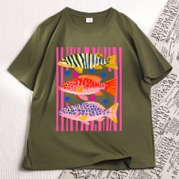 Preppy Fish Printed Tshirt Female Fishing T Shirt Summer Vacation Funny Beach T-shirt Casual Cotton Round Neck Woman Clothes