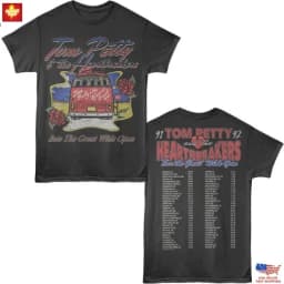 Tom Petty and The Band Heartbreak 91-92 Great Wide Open Tour T-shirts, Daily Outdoor Retro T-shirts Fan Printed Casual T-shirts