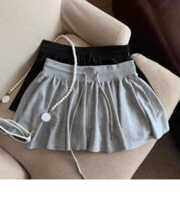 2025 Summer Women Ballet Drawstring High Waist A Line Skort Anti Exposure Slim Fit Casual All Match Fashion Streetwear Skorts