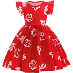 Summer Hawaii Girl Halloween Costume Lilo Print T-Shirt+Overalls 2Pcs Sets For Children Birthday Party Family Cosplay Costume