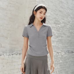 Semir Women Polo Shirt Short Length Ruched Slim Fit Standard Shoulder Cool Feeling 2026 Summer Temperament Versatile Fashion Top