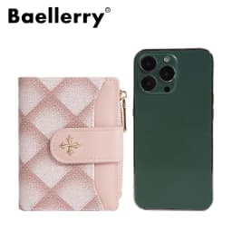 Baellerry Women's Diamond Patterned Checkered Short Wallet with Buckle Clasp Button Zipper Card Holder Ladies' Compact Organizer