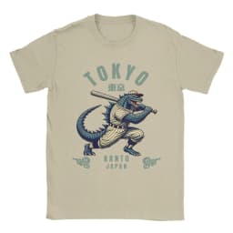 Tokyo Baseball Japanese Godzillaed T Shirt for Men Cotton Humor T-Shirts Crew Neck Tees Short Sleeve Clothing Gift Idea