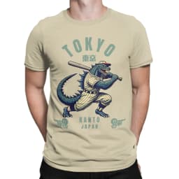 Tokyo Baseball Japanese Godzillaed T Shirt for Men Cotton Humor T-Shirts Crew Neck Tees Short Sleeve Clothing Gift Idea