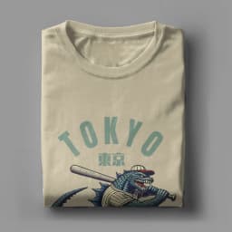 Tokyo Baseball Japanese Godzillaed T Shirt for Men Cotton Humor T-Shirts Crew Neck Tees Short Sleeve Clothing Gift Idea