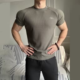 Men's Muscle Fit Short Sleeve T Shirt Waffle Fabric Round Neck Slim Fit Breathable Lightweight Workout Gym Casual Daily Sports T