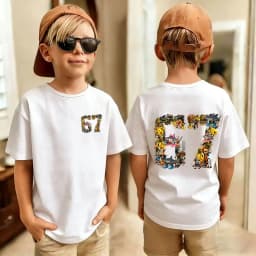 Cartoon Cute Funny Six Seven Italian Brainrot 67 Number Graphic Print T-Shirt Boy/Girl Summer Short Sleeved Kids Tshirt Top