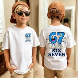 Cartoon Cute Funny Six Seven Italian Brainrot 67 Number Graphic Print T-Shirt Boy/Girl Summer Short Sleeved Kids Tshirt Top