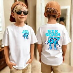 Cartoon Cute Funny Six Seven Italian Brainrot 67 Number Graphic Print T-Shirt Boy/Girl Summer Short Sleeved Kids Tshirt Top