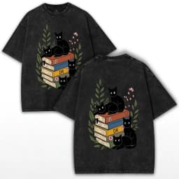 Black Cat Art Printed T-shirt Fun Pattern T-shirt Fashion Summer Loose Short Sleeve T-shirt Harajuku Women's Tops
