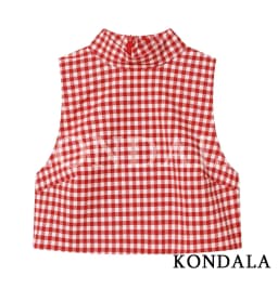 KONDALA Trendy Street Plaid Vest Set Women Chic Tank Top, Slim Capris Pants 2026 Spring Summer Fashion Holiday Casual Pants Set