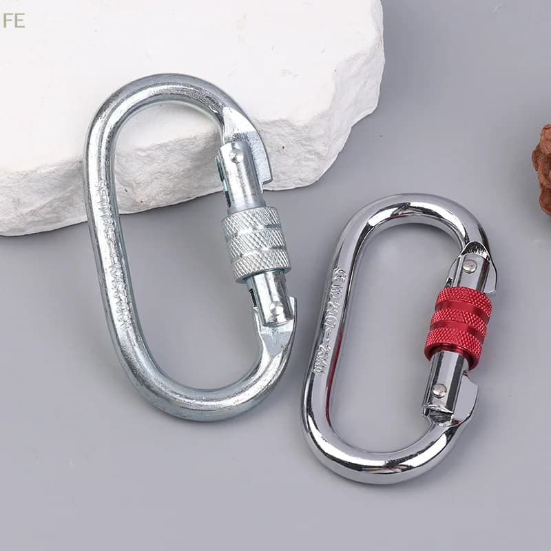 [F] 25KN High Strength Climbing Safety Lock Buckle O-shaped Electrophoresis Professional Carabiner Rappelling Climbing Supplies