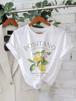 Lemon Letter Print T-shirt Short Sleeve Crew Neck Casual Top for Summer Women Kawaii Streetwear Graphic Tees Vintage Fruit Shirt