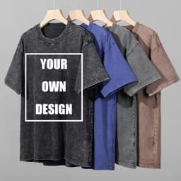 Custom Your Logo Print Summer Cool Snow Wash T-Shirt Cotton Casual Loose Short Sleeve Fashion Retro Tee Soft Couple Streetwear