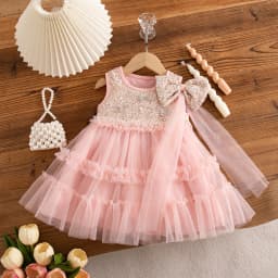 Baby Dress Summer Sequin Mesh Princess Baby Girl Dress Cute Wedding Flower Girl Dress Baby Girl Clothing 