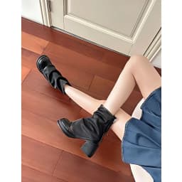 Breathable Mesh Women Ankle Boots Summer Sheer Patchwork Chunky Block Heel Shoes Round Toe Back Zip Hollow Out Elegant Pumps