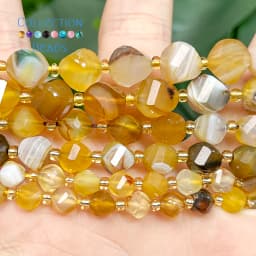 6 8 10mm Natural Stone Beads Faceted Amber Agate Round Loose Spacer Beads for Jewelry Making Diy Beading Accessory