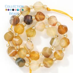 6 8 10mm Natural Stone Beads Faceted Amber Agate Round Loose Spacer Beads for Jewelry Making Diy Beading Accessory