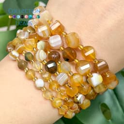 6 8 10mm Natural Stone Beads Faceted Amber Agate Round Loose Spacer Beads for Jewelry Making Diy Beading Accessory