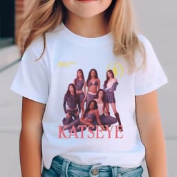 Katseye Harajuku Fashion Tops Youth Girl Streetwear Tee Children's Clothing KATSEYE Print T-shirt for Kids Casual Summer Top