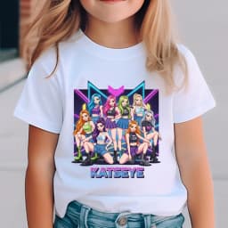 Katseye Harajuku Fashion Tops Youth Girl Streetwear Tee Children's Clothing KATSEYE Print T-shirt for Kids Casual Summer Top